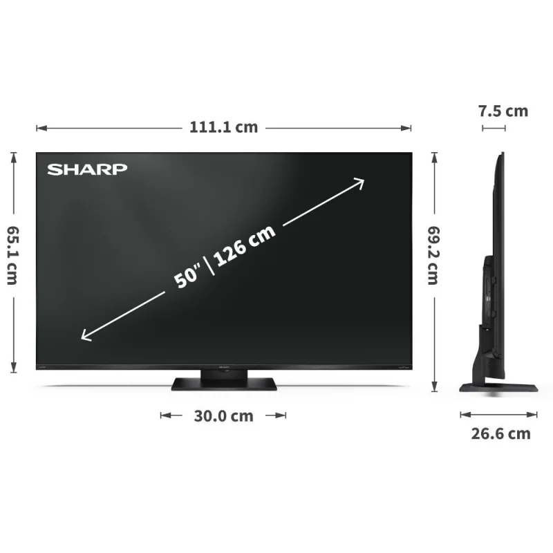 Телевизори 50” 4K Ultra HD 144Hz QLED MiniLED Google телевизор Sharp LC-50JT8265E