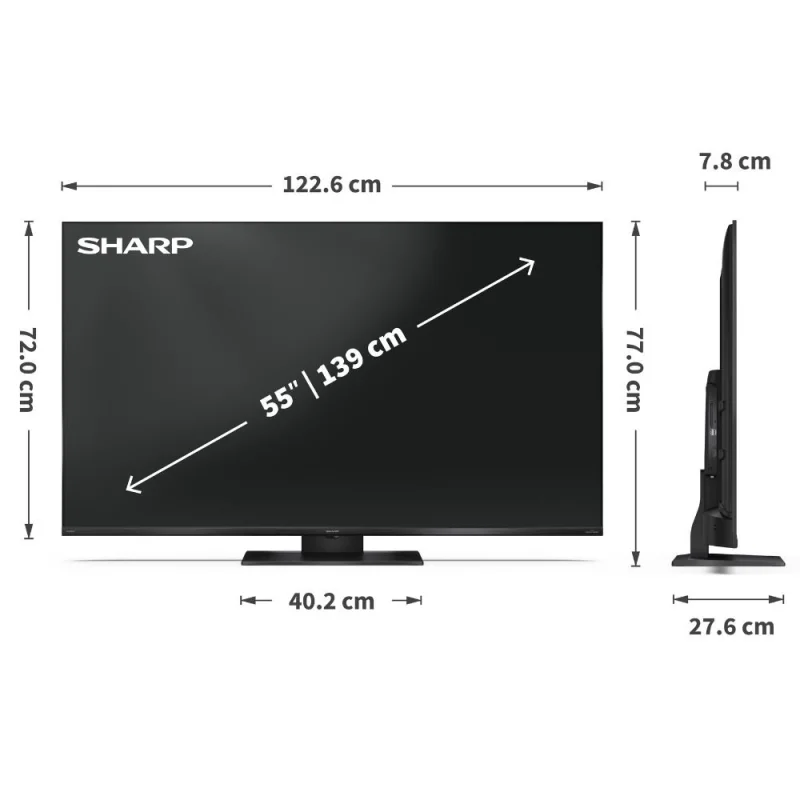 Телевизори 55” 4K Ultra HD 144Hz QLED MiniLED Google телевизор Sharp LC-55JT8265E